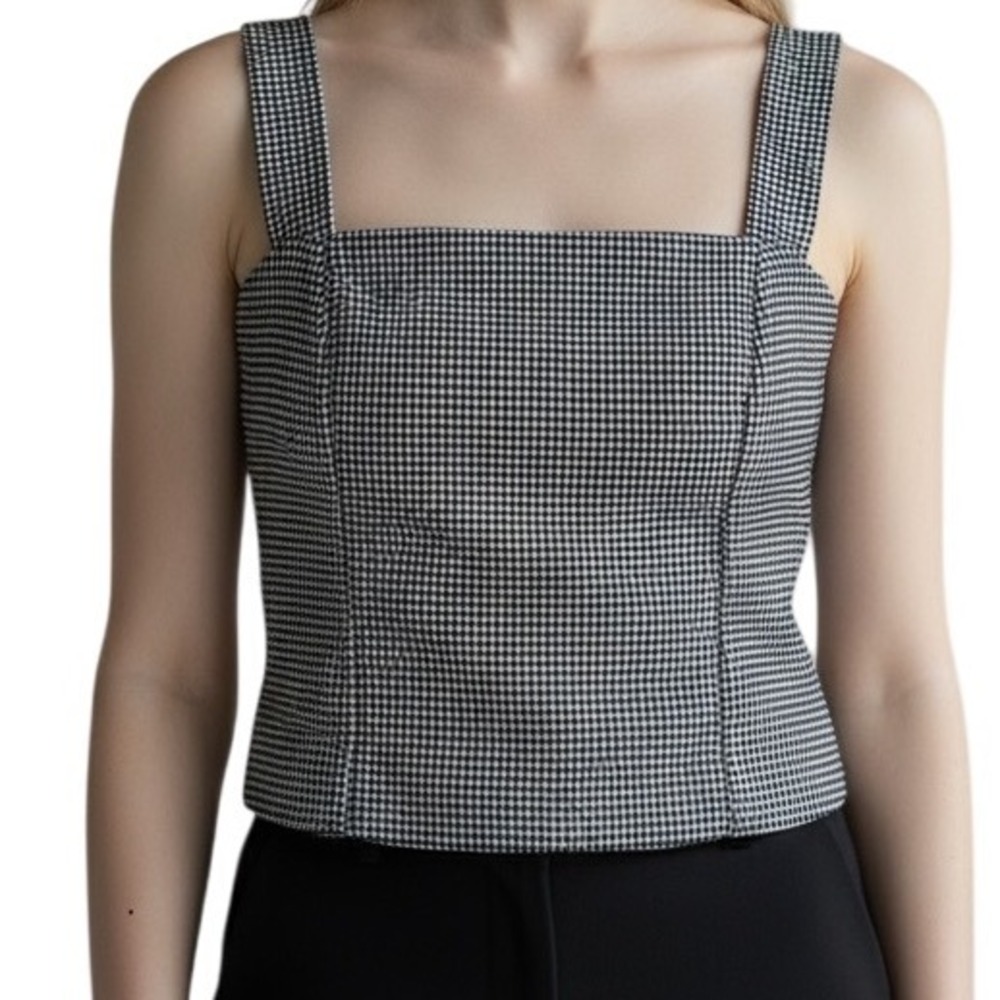 CUPCAKES & CASHMERE  Black &White Gingham Checkered‎ Tank Top NWOT Size 6